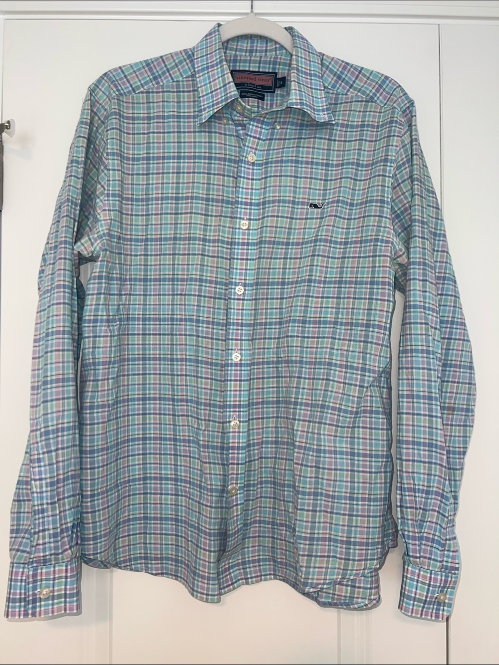 Vineyard Vines Teal, Blue & Pink Plaid Button-Down Shirt